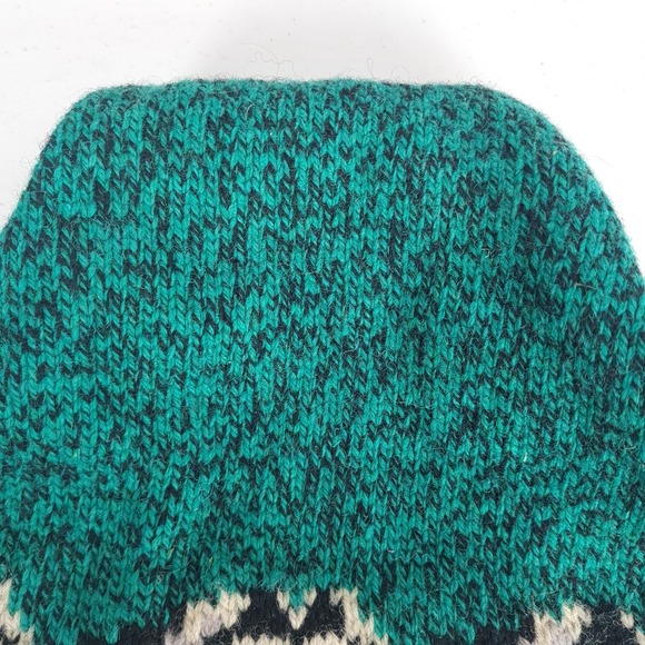 Vintage LL Bean Husky Dog Wool Hat One Size Green Beanie Lined USA Winter 90s - Picture 2 of 16